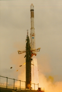 The launch of Giotto 2nd April 1985 at 11:23 UT.